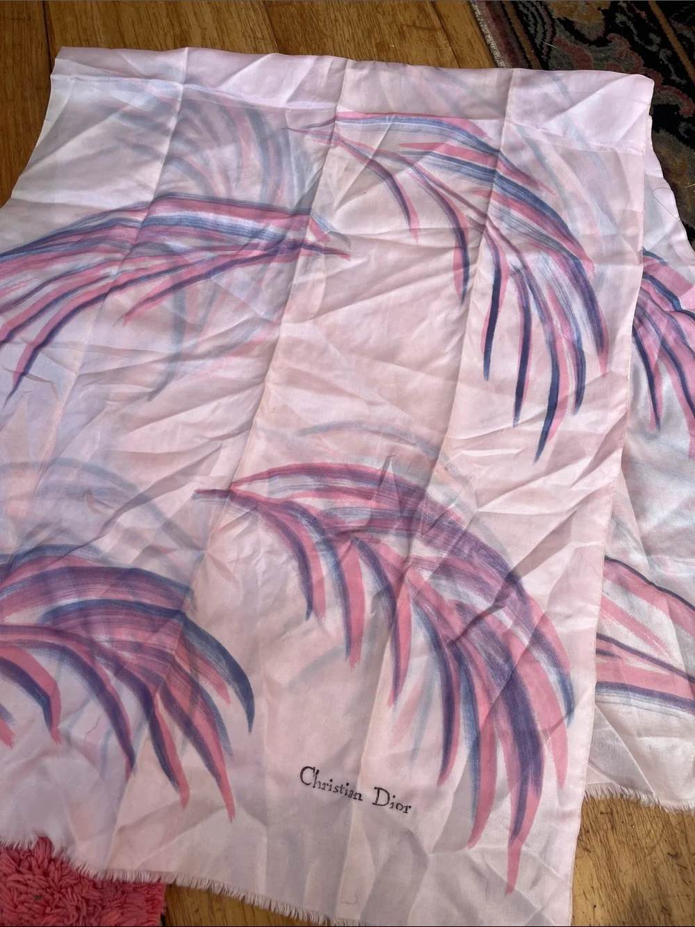 Dior Palm-Print Lightweight silk scarf in Pink, Blue & Purple
